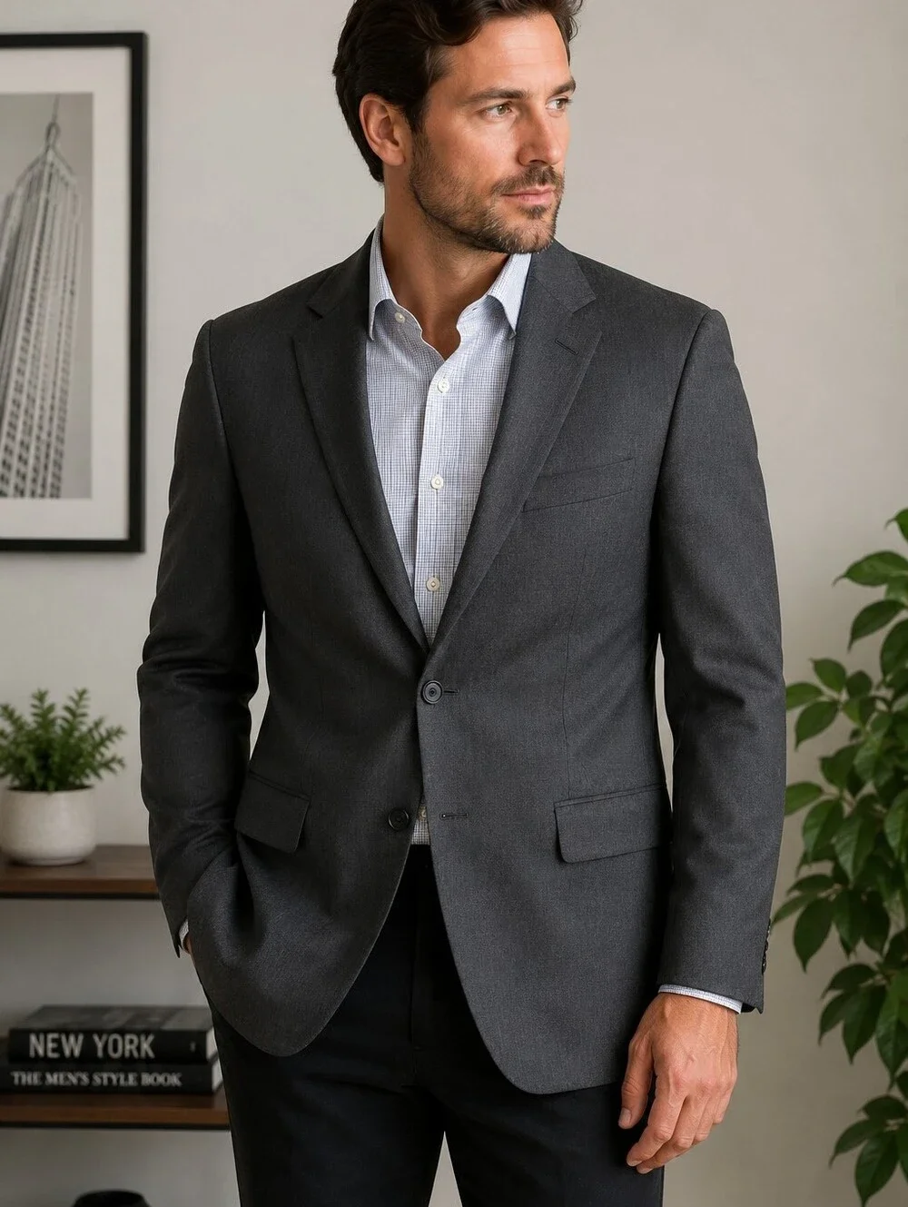 Banana Republic Modern Fit 40R Charcoal Gray 100% Wool Sport Coat Blazer Italian